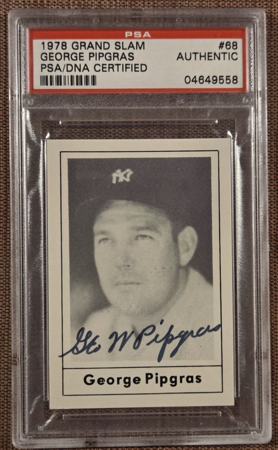 1978 Grand Slam #68 George Pipgras New York Yankees Baseball Card PSA/DNA AUTO0