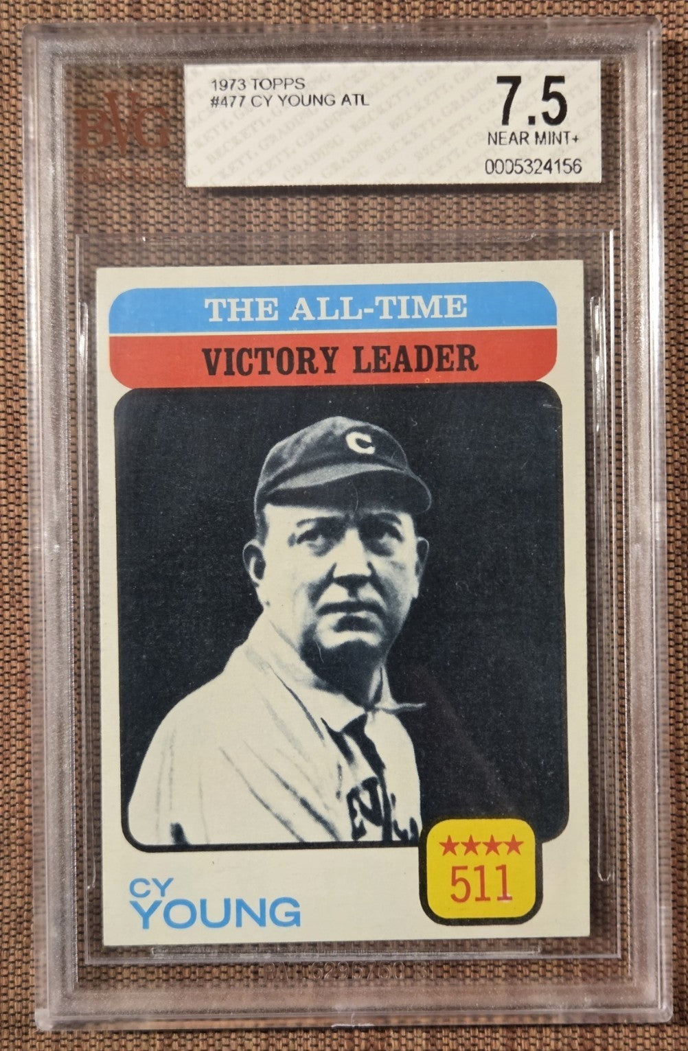 1973 Topps #477 Cy Young Cleveland Indians Red Sox Cards Baseball Card BVG 7.50
