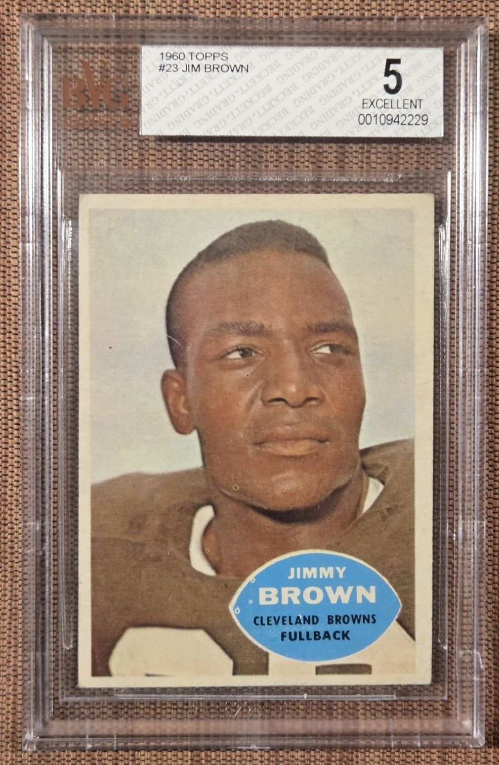 1960 Topps #23 Jim Brown Cleveland Browns Original Football Card BVG 5 EX0