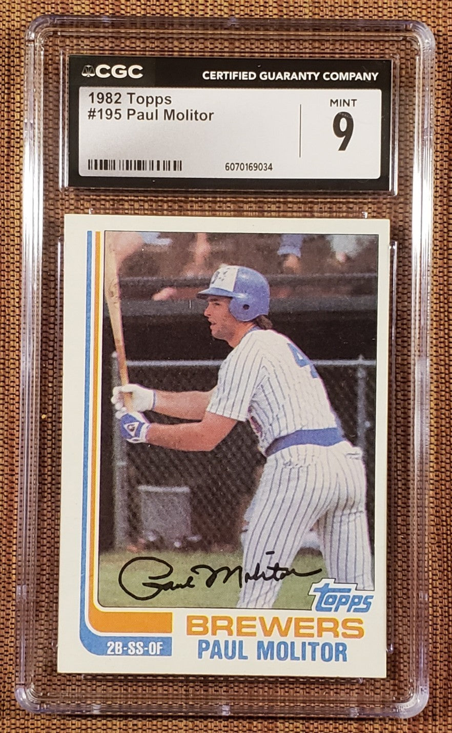 1982 Topps #195 Paul Molitor Milwaukee Brewers Original Baseball Card CGC 9 Mint0