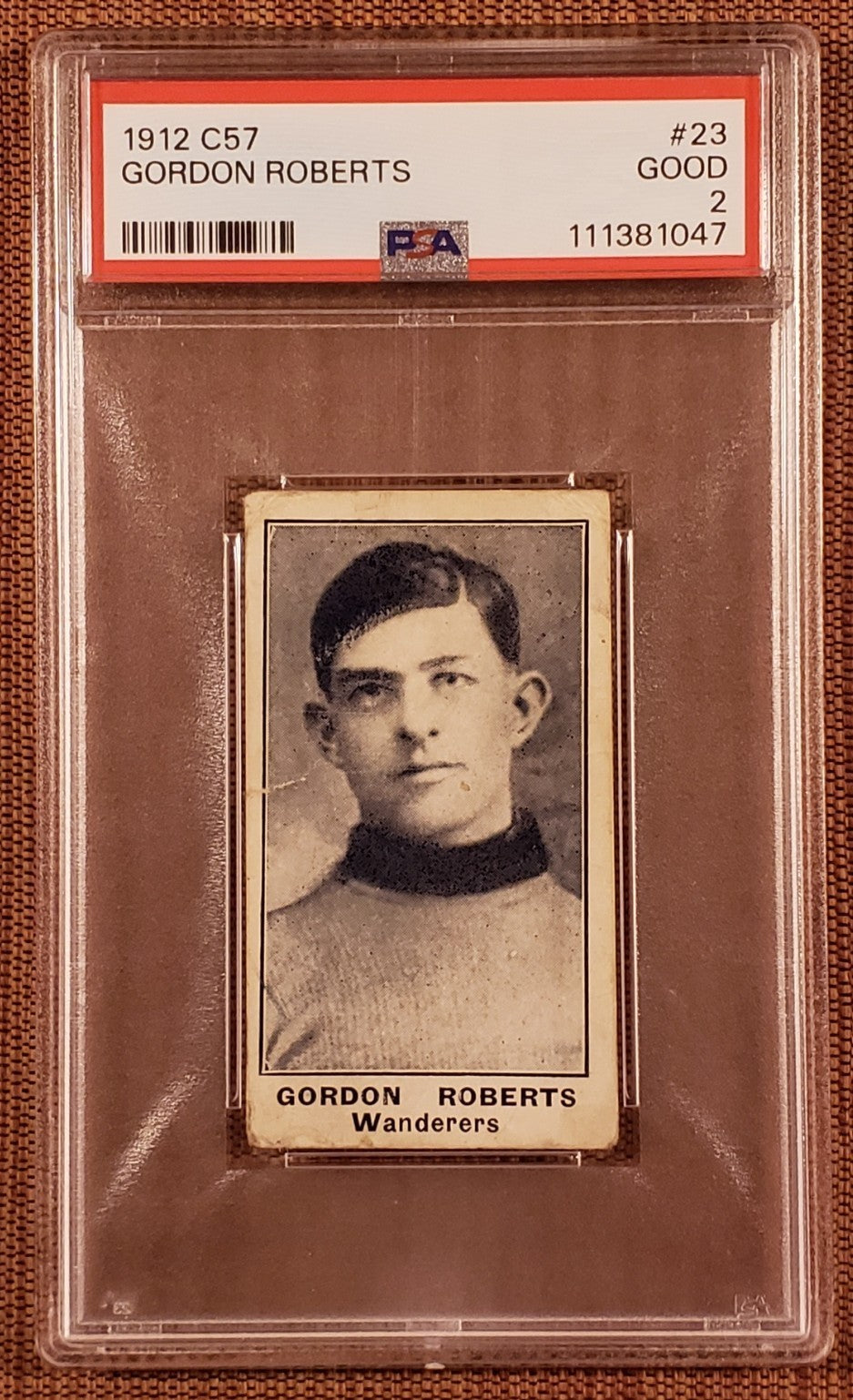 1912 C57 #23 Gordon Roberts Montreal Wanderers Ottawa Hockey Card PSA 2 HOF0