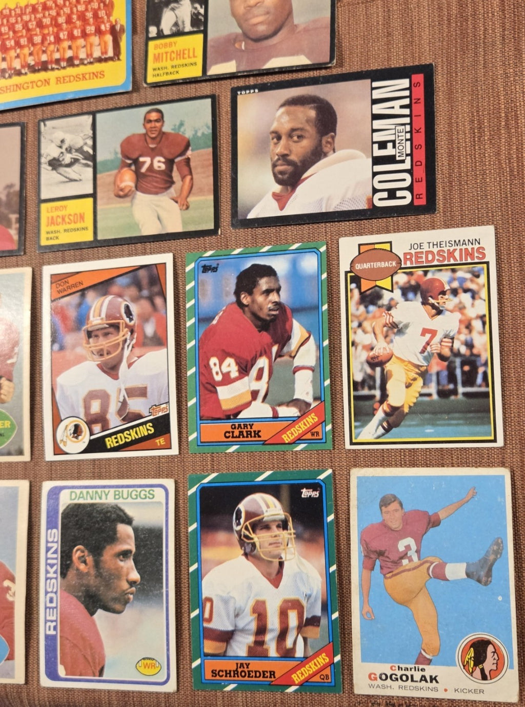 Topps Redskins Football Cards Monk RC Clark RC Thiesmann Riggins Mitchell, SP's4