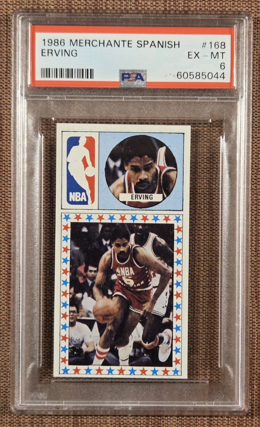 1986 Merchante Spanish #168 Julius Erving Los Angeles Lakers Basketball Card PSA0