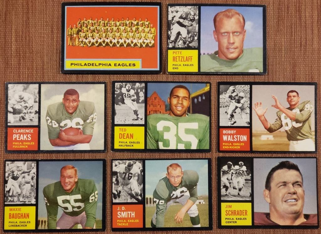 1962 Topps Football Cards Retzlaff SP Dean SP Schrader SP Smith RC Peaks Walston0