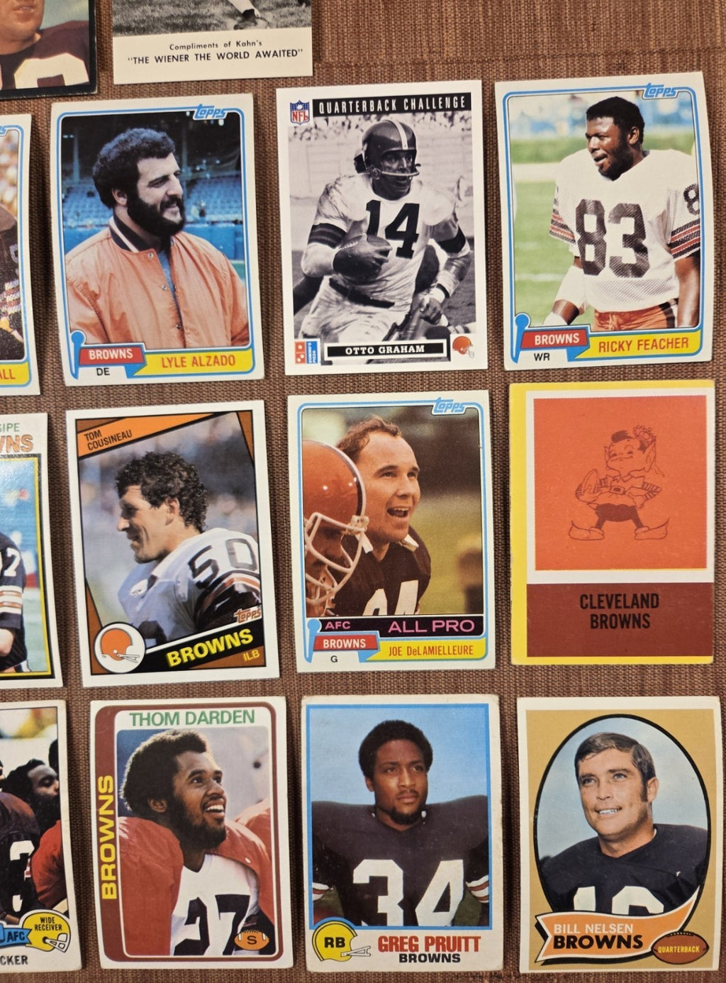 Cleveland Browns Football Cards Jim Brown Kelly Groza Alzado Nelson Warfield3