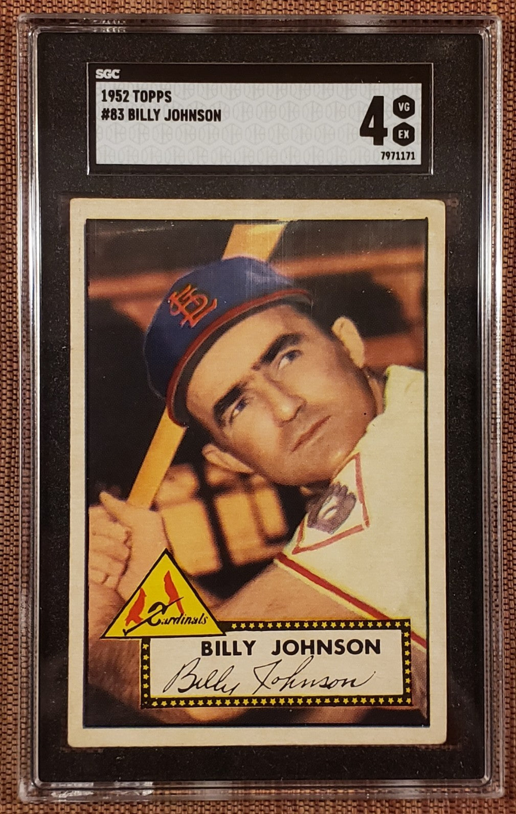 1952 Topps #83 Billy Johnson St. Louis Cardinals Original Baseball Card SGC 4 VG0