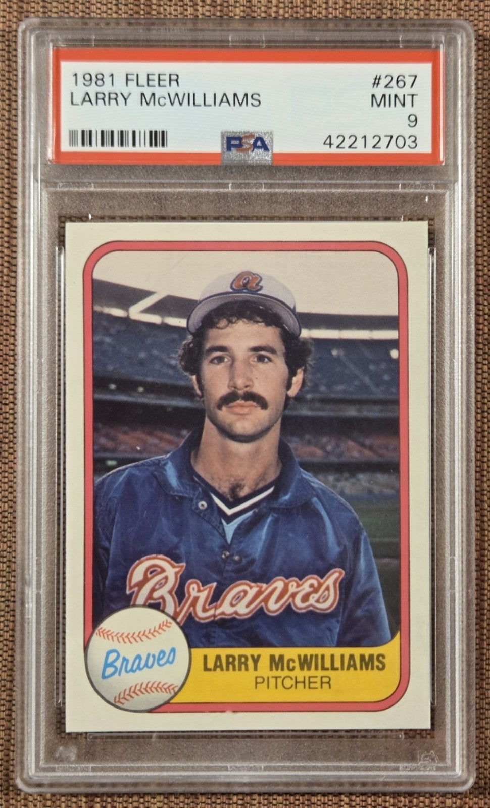 1981 Fleer #267 Larry McWilliams Atlanta Braves Original Baseball Card PSA9 Mint0