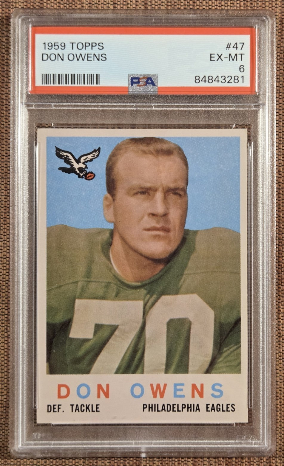 1959 Topps #47 Don Owens Philadelphia Eagles Rookie Football Card PSA 6 RC0