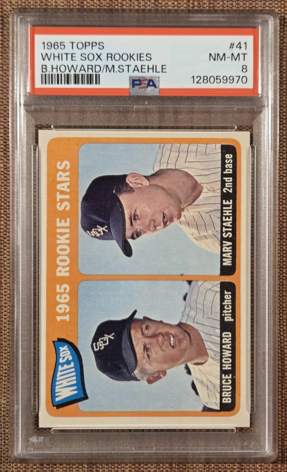 1965 Topps #41 Bruce Howard Mav Staehle White Sox Rookie Baseball Card PSA 8 RC0