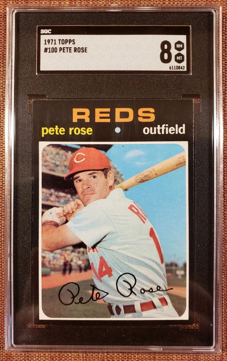 1971 Topps #100 Pete Rose Cincinnati Reds Original Baseball Card SGC 8 NM/MT0