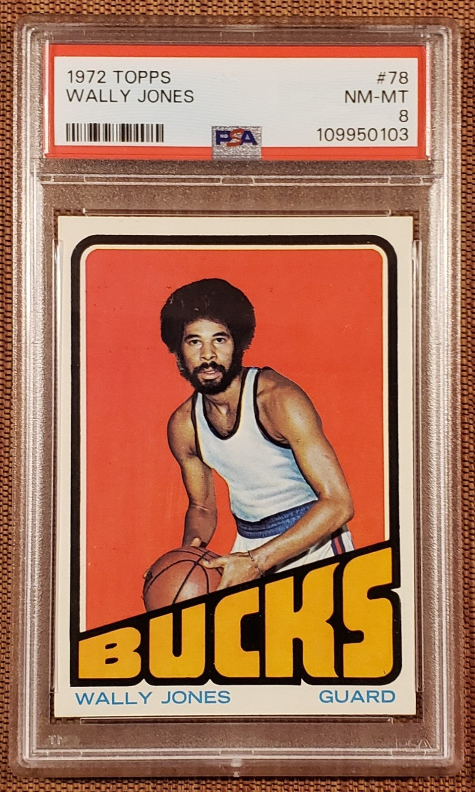 1972 Topps #78 Wally Jones Milwaukee Bucks Original Basketball Card PSA 80