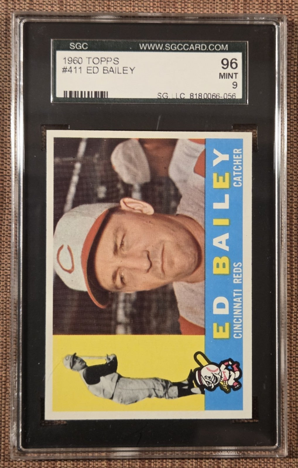 1960 Topps #411 Ed Bailey Cincinnati Reds Original Baseball Card SGC 9 Mint0