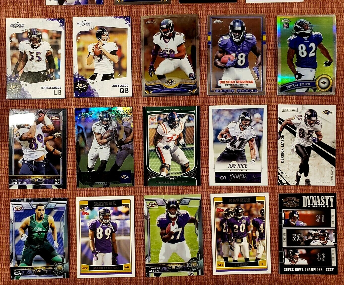 RAVENS FOOTBALL CARDS WILLIAMS JSY RC /100 ELAM AU RC SMITH RC REFRACTOR OHER RC2
