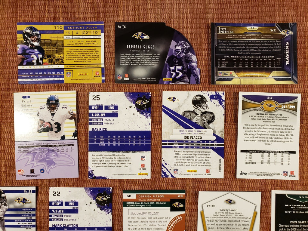 RAVENS FOOTBALL CARDS ALLEN AU RC OHER RC REED RC LEWIS PIERCE REFRACT /499 SUGG3