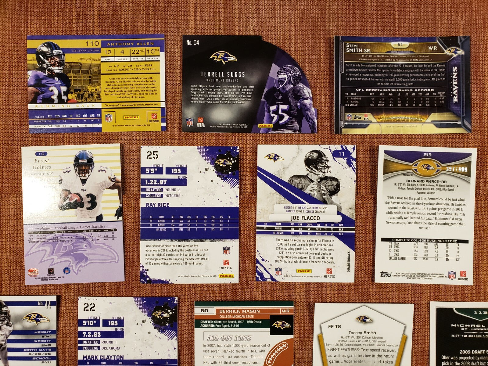 RAVENS FOOTBALL CARDS ALLEN AU RC OHER RC REED RC LEWIS PIERCE REFRACT /499 SUGG3