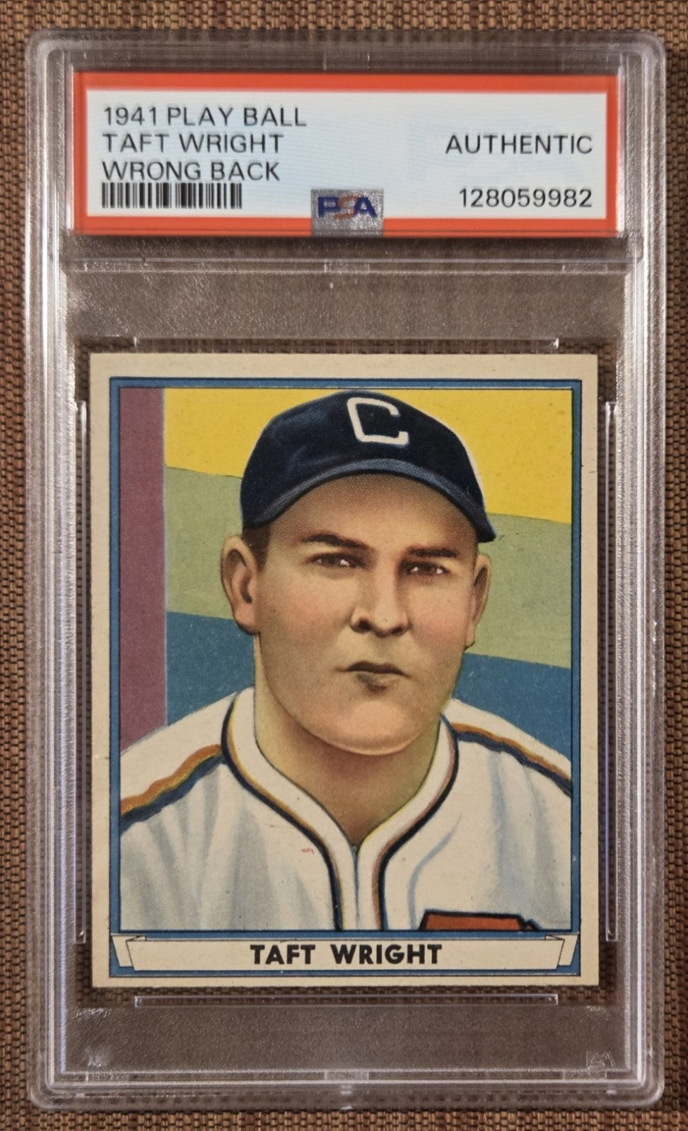 1941 Play Ball Wrong Back #32 Taft Wright White Sox Baseball Card PSA ERROR0