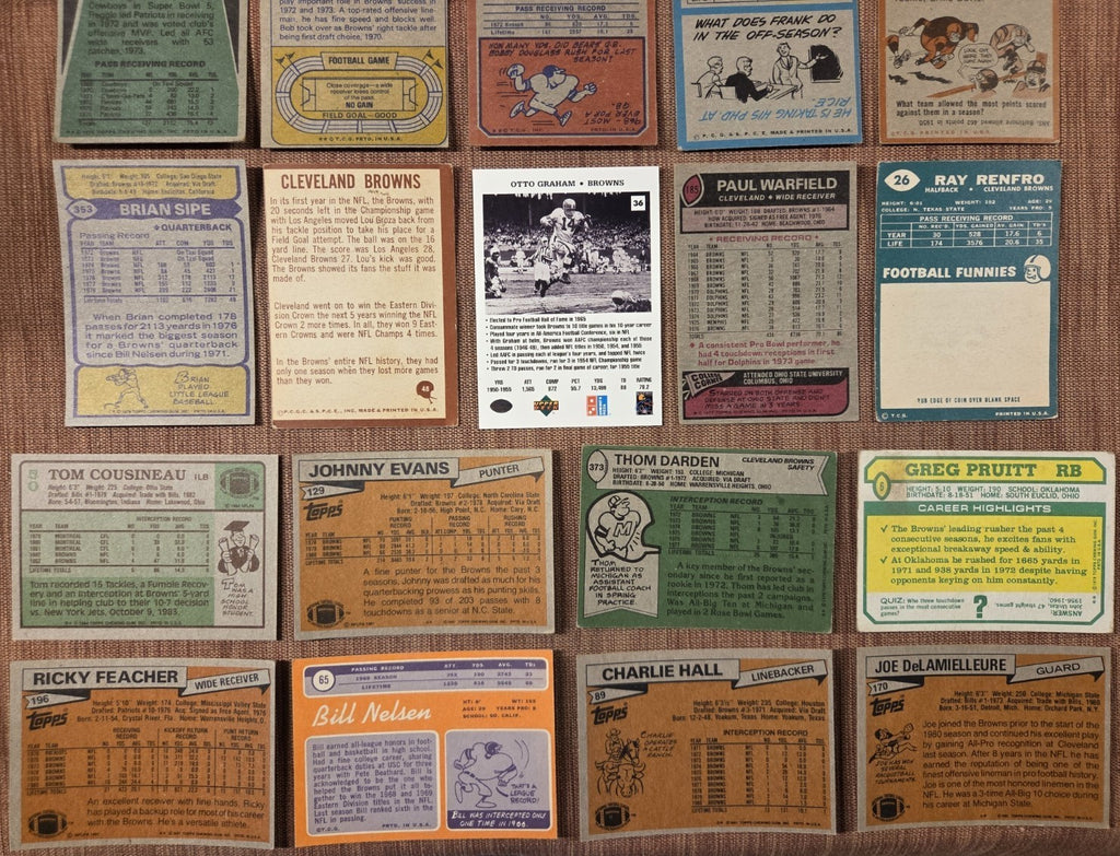 Cleveland Browns Football Cards Jim Brown Kelly Groza Alzado Nelson Warfield6