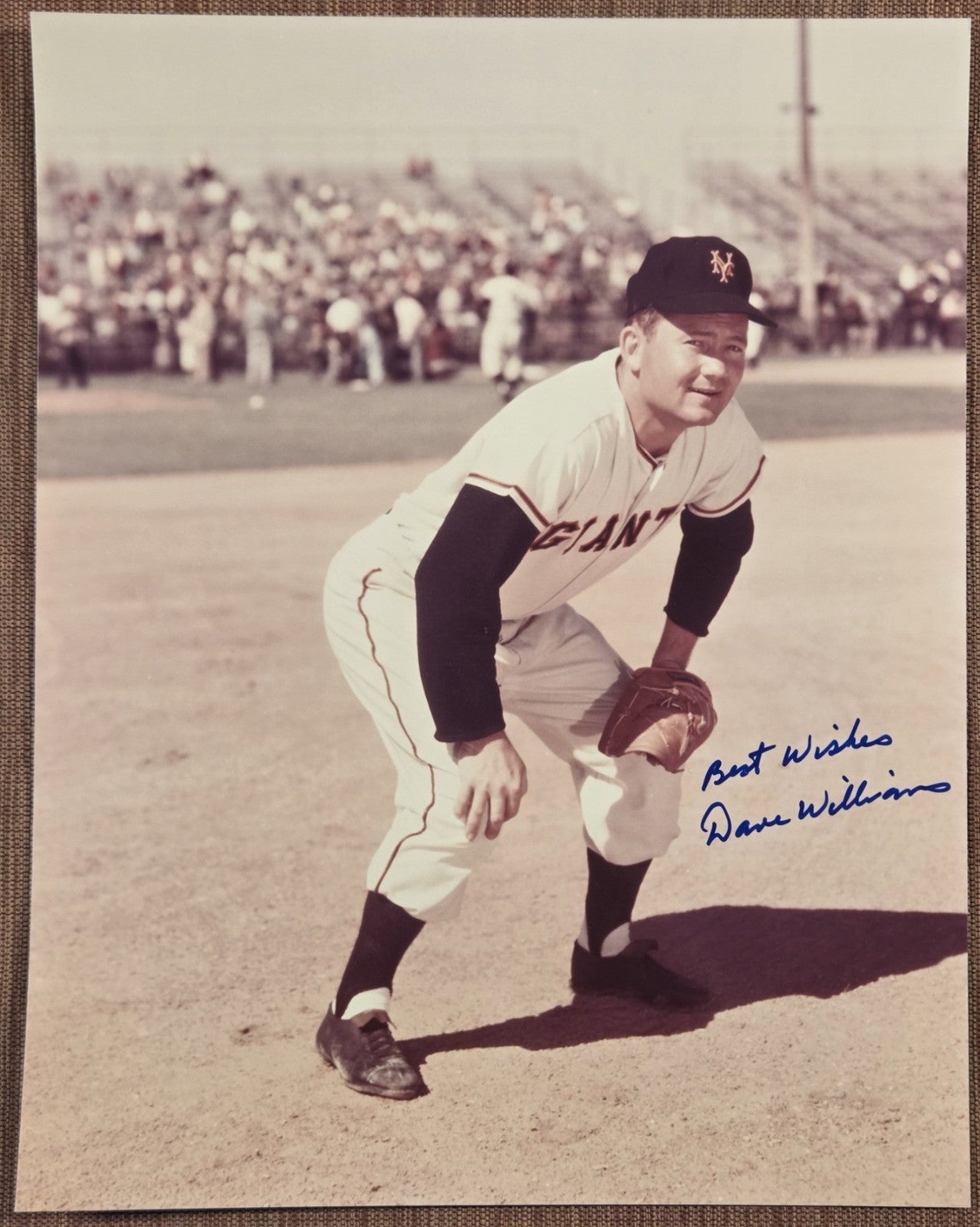 Dave Williams AUTO New York Giants Original Baseball Signed 8 x 10 Photo JSA0