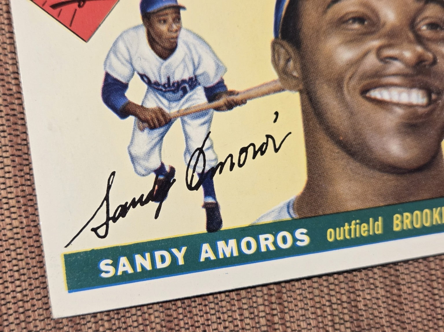 1955 Topps #75 Sandy Amoros Brooklyn Dodgers Vintage Original Baseball Card4