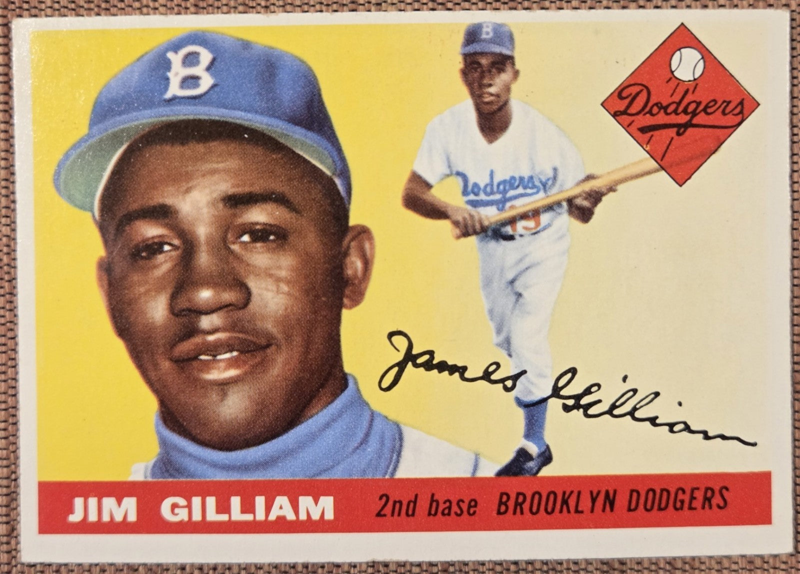 1955 Topps #5 Jim Gilliam Brooklyn Dodgers Authentic Original Baseball Card0