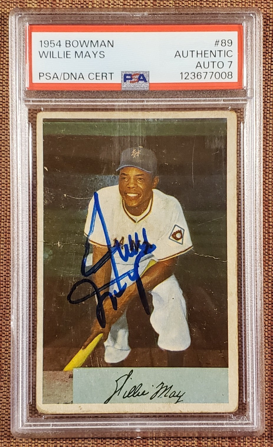 1954 Bowman #89 Willie Mays New York Giants Original Baseball Card PSA/DNA Auto0