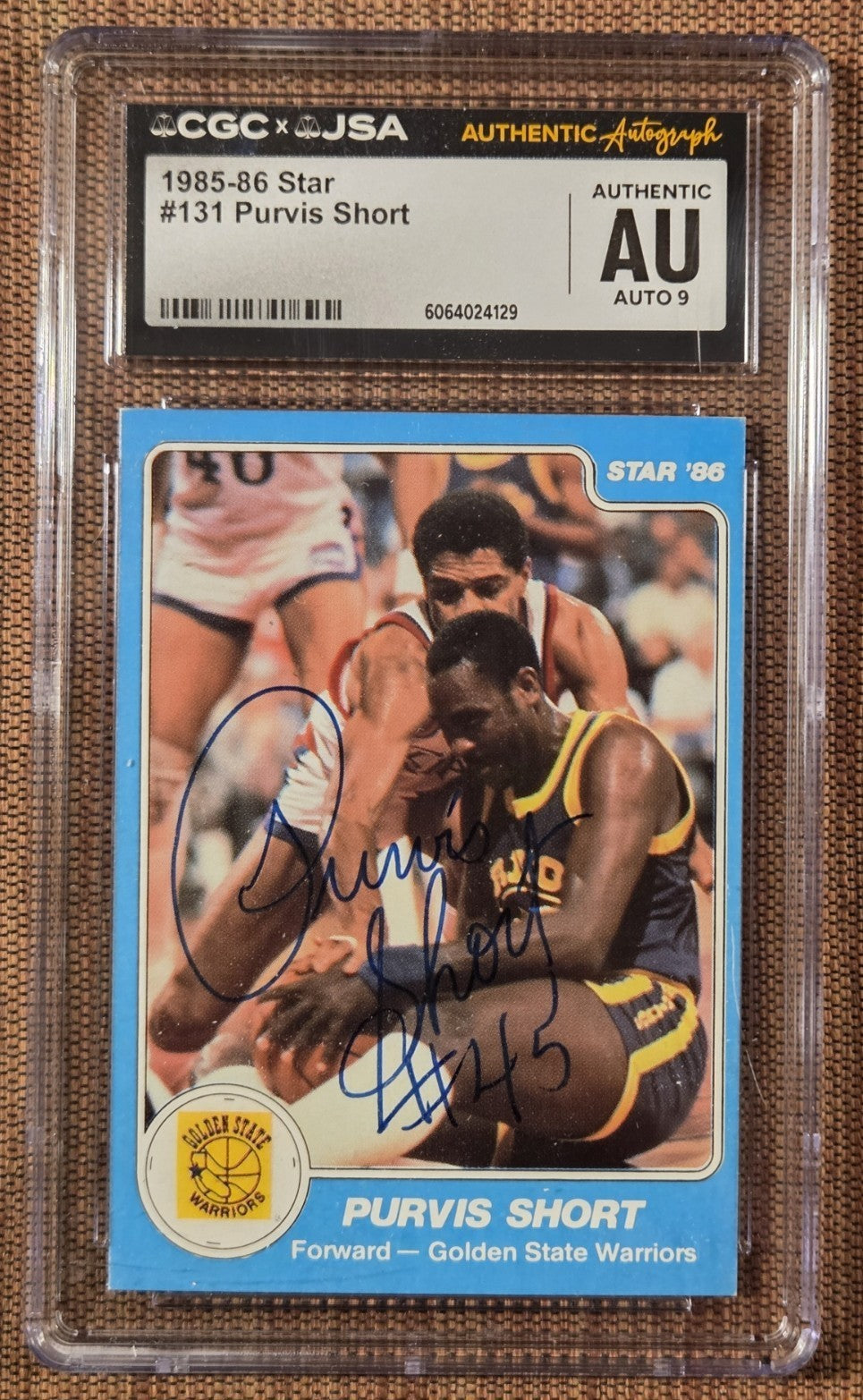 1985 Star #131 Purvis Short Golden State Warriors Basketball Card CGC / JSA Auto0
