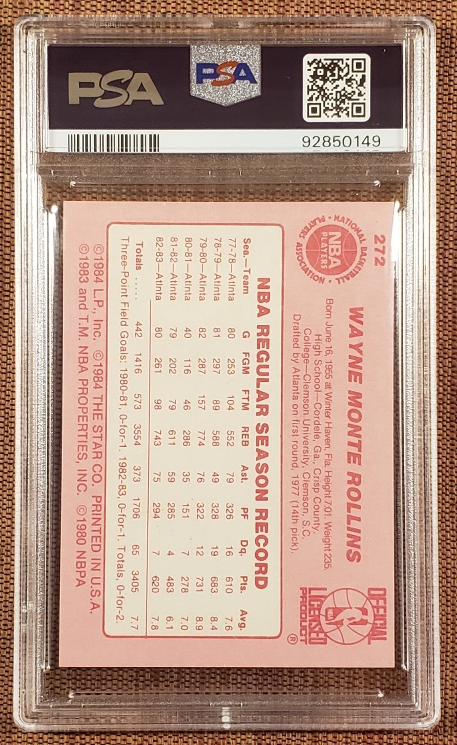 1983 Star #272 Tree Rollins Atlanta Hawks Basketball Card PSA/DNA Auto Pop 11