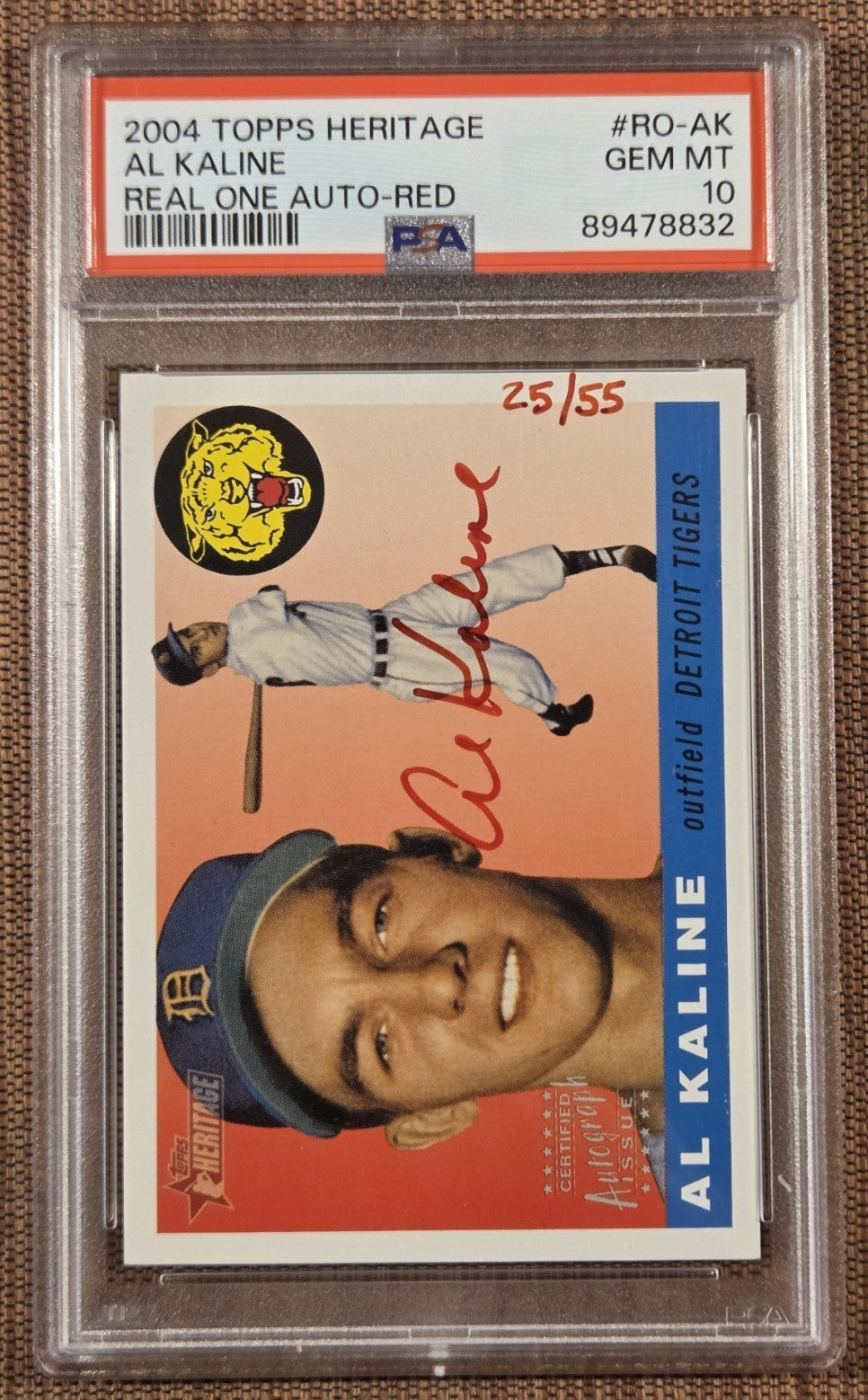 2004 Heritage Real One Auto Red Al Kaline Tigers Baseball Card PSA 10 HOF /550