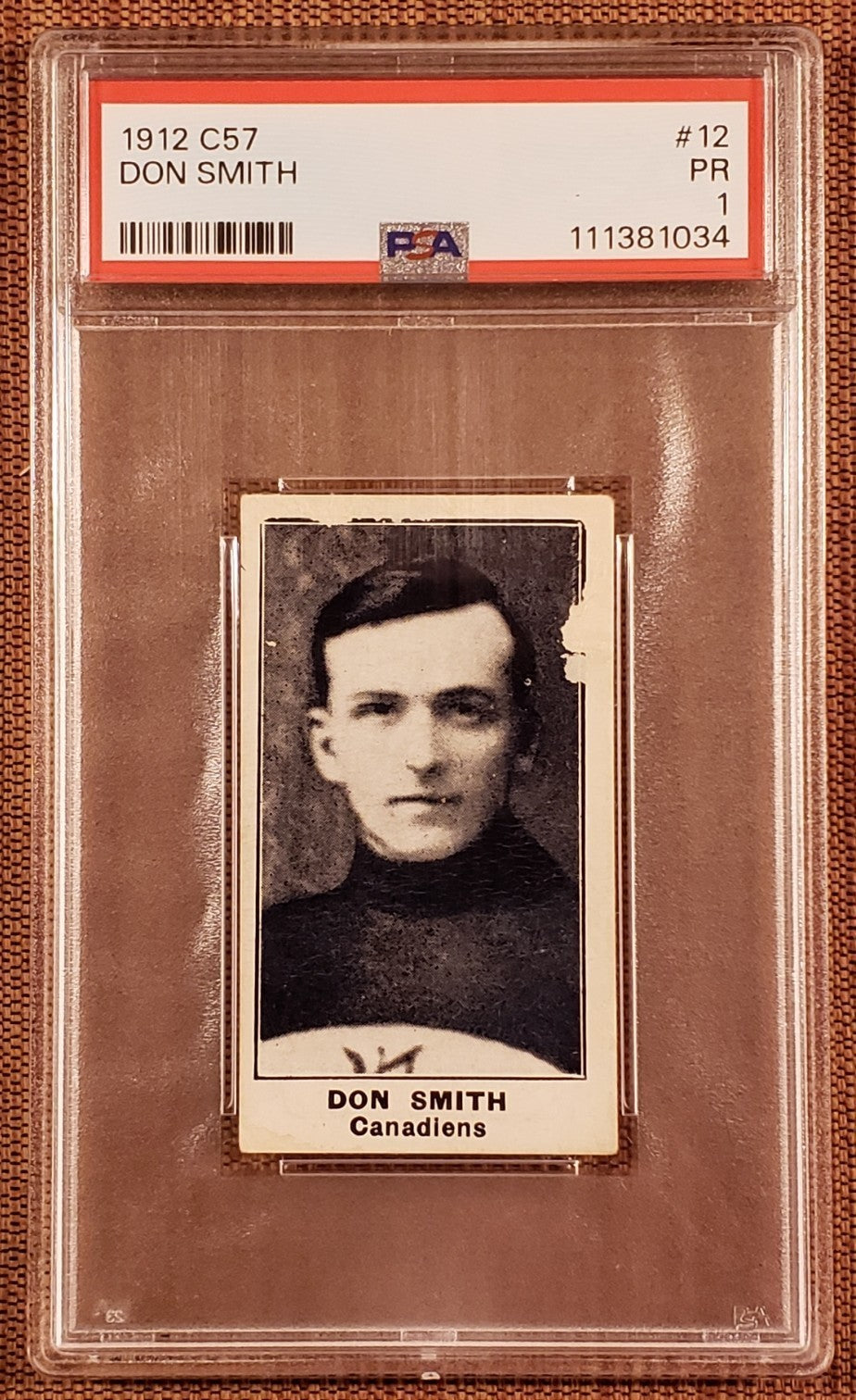 1912 C57 #12 Don Smith Montreal Canadiens Vintage Original Hockey Card PSA 10
