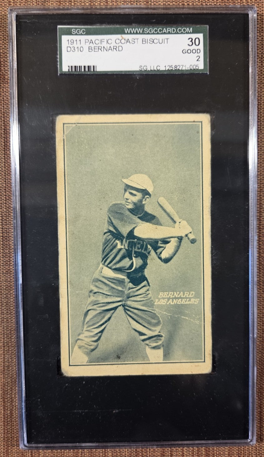 1911 Pacific Coast Biscuit D310 Curtis Bernard Angels Baseball Card SGC 2 POP 10