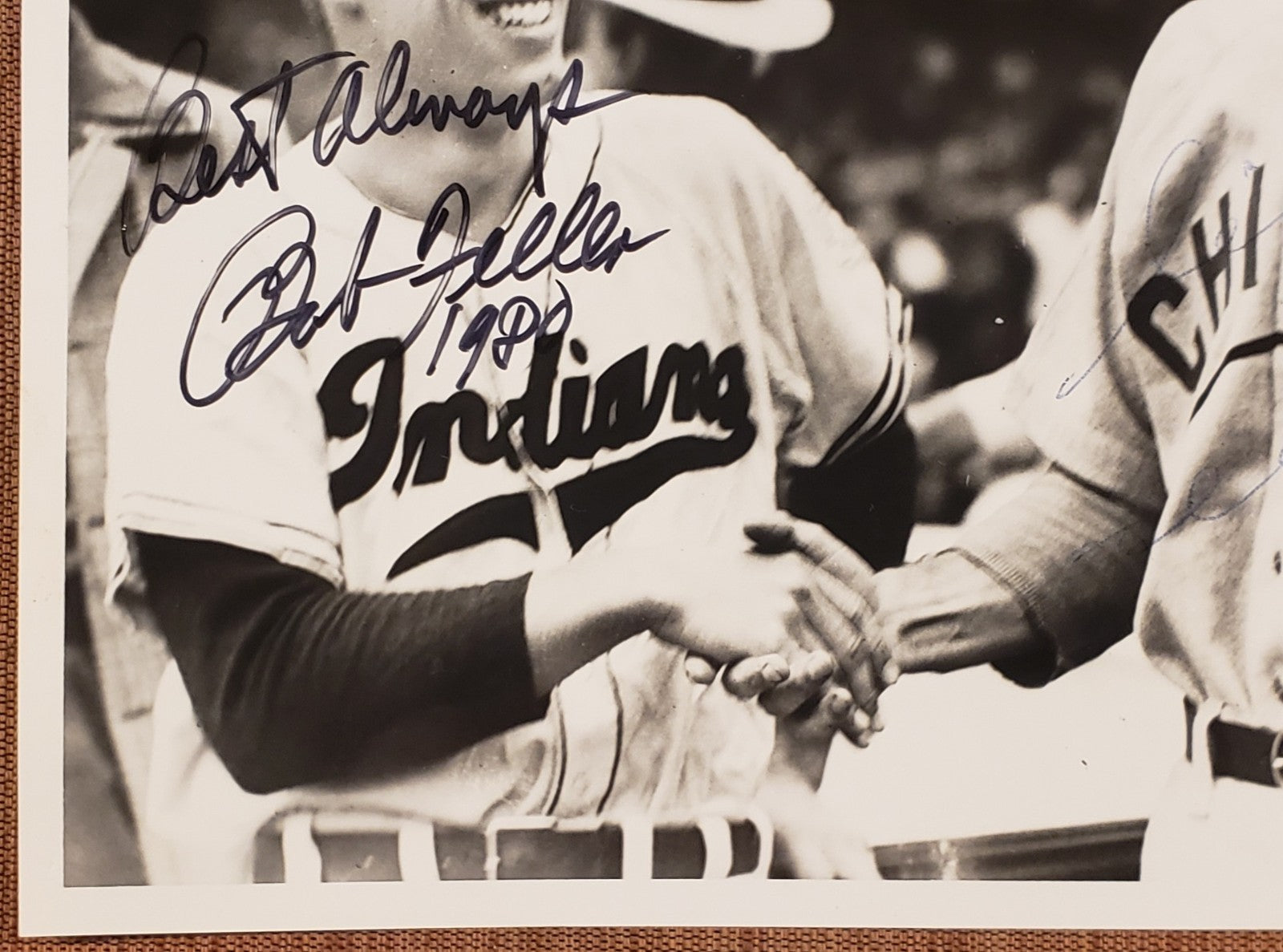 Bob Feller Claude Passeau Auto Indians Cubs 1940's Baseball 8x10 Photo JSA HOF1