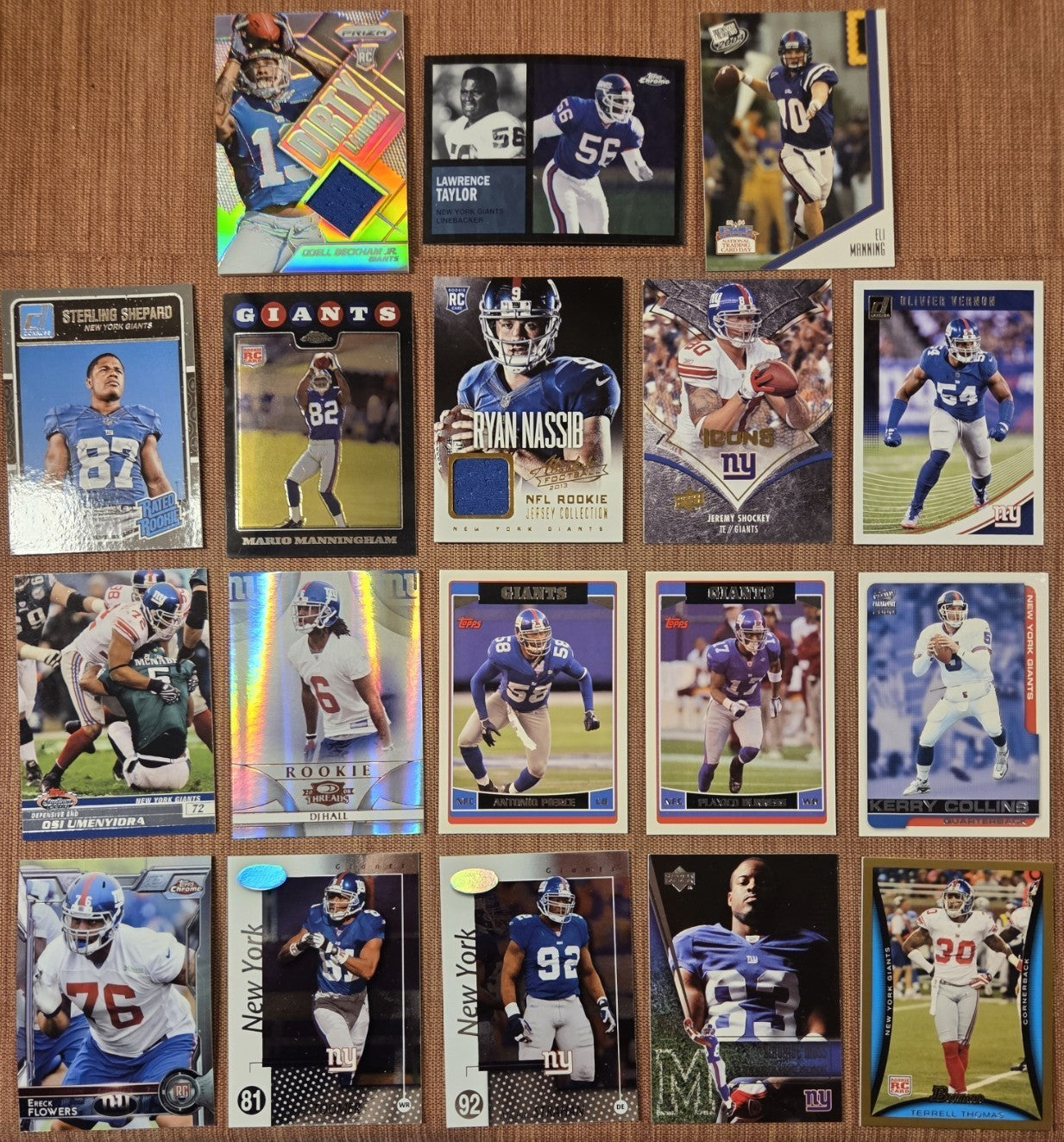 Giants Football Cards Beckham RC Manning RC Hall RC /250 Flowers Strahan LT0
