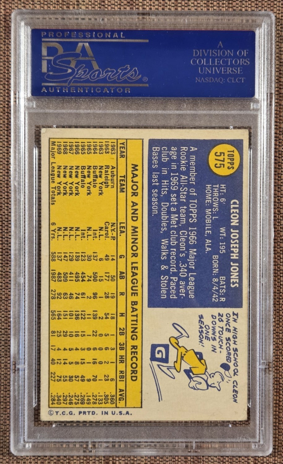 1970 Topps #575 Cleon Jones New York Mets Baseball Card PSA 5 / DNA AUTO1