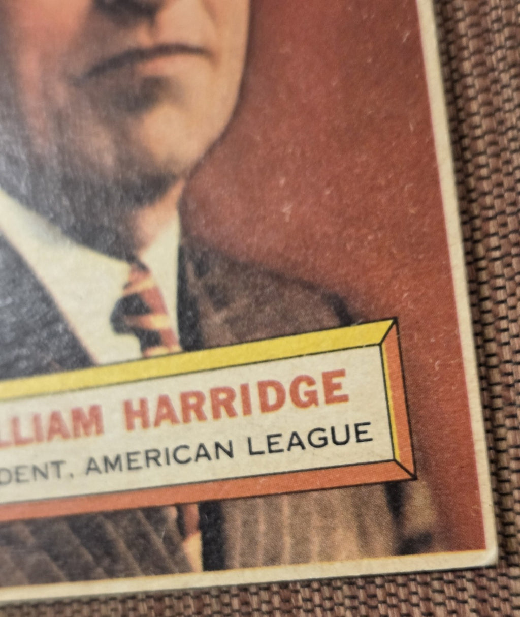 1956 Topps #1 William Harridge American League President Original Baseball Card4