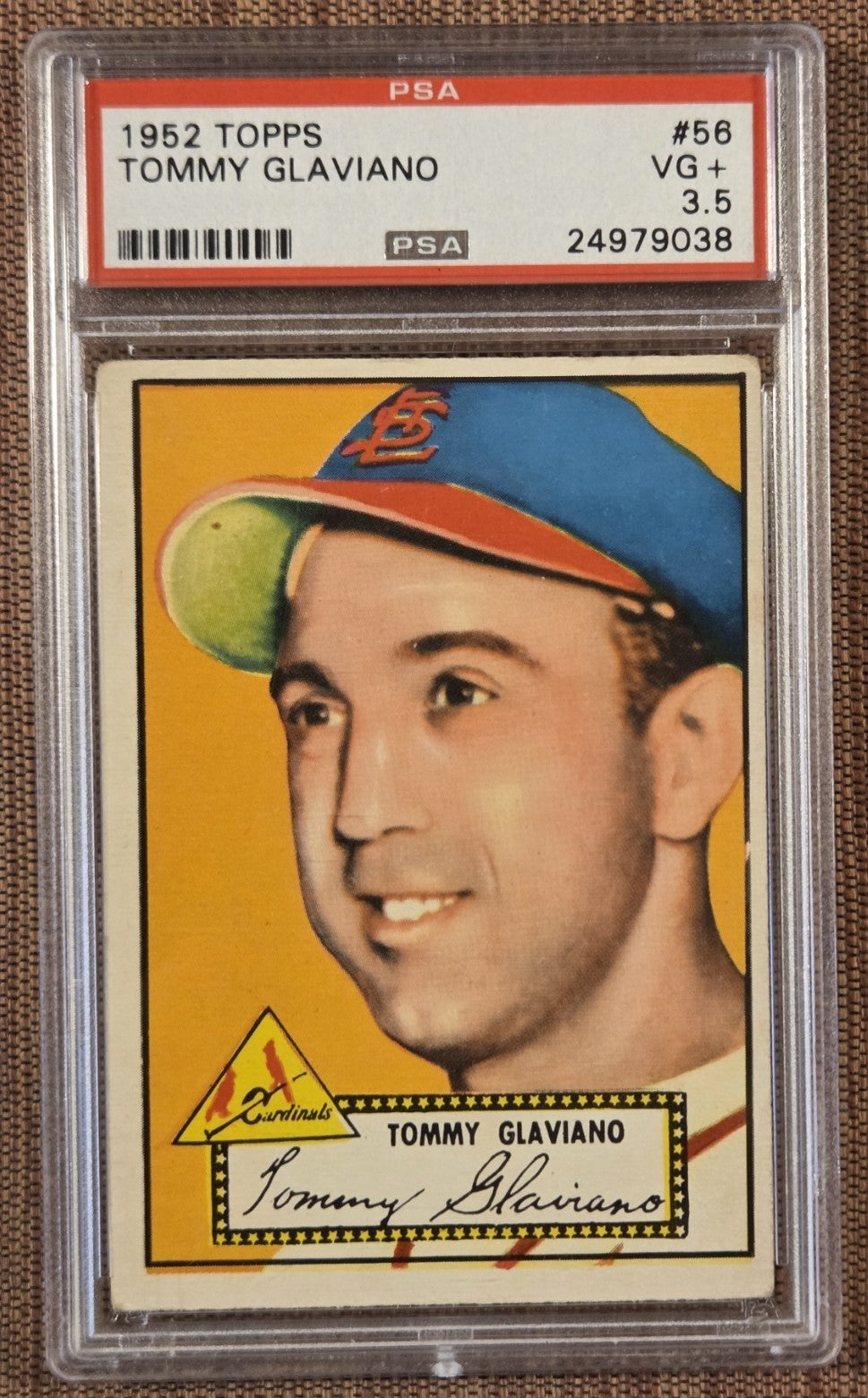1952 Topps #56 Tommy Glaviano St. Louis Cardinals Original Baseball Card PSA 3.50