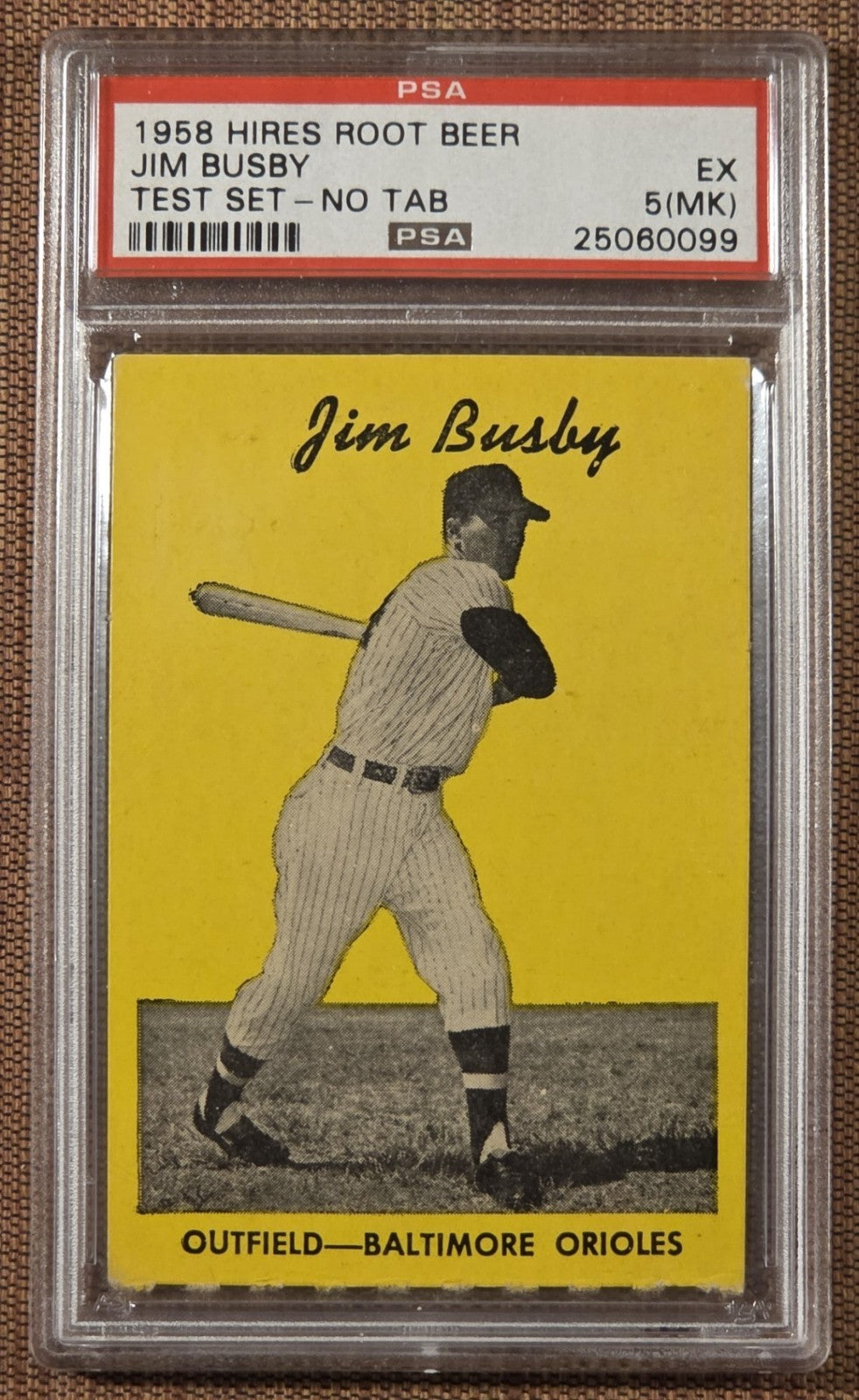 1958 Hires Root Beer Test NT Jim Busby Baltimore Orioles Baseball Card PSA 5 MK0