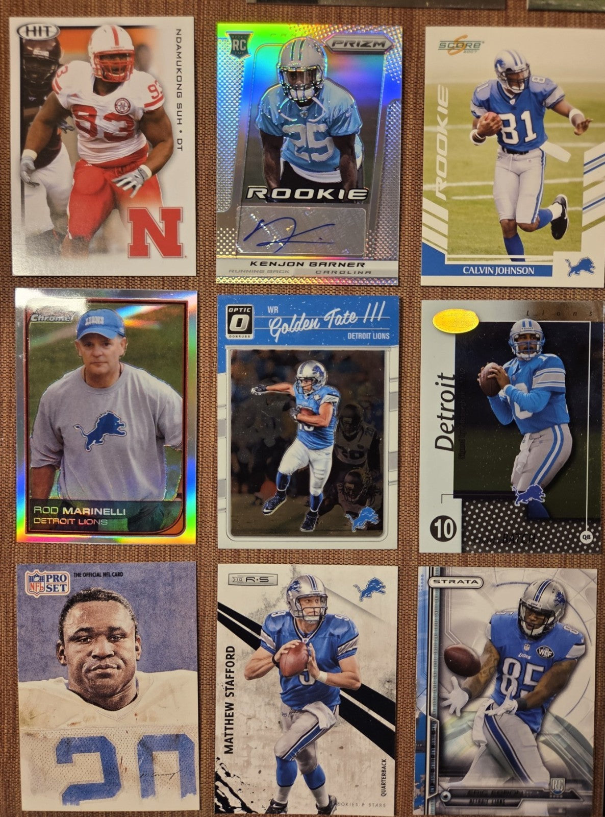 Detroit Lions Football Cards Barry Sanders Calvin Johnson RC Suh Ansah Holt RCs2