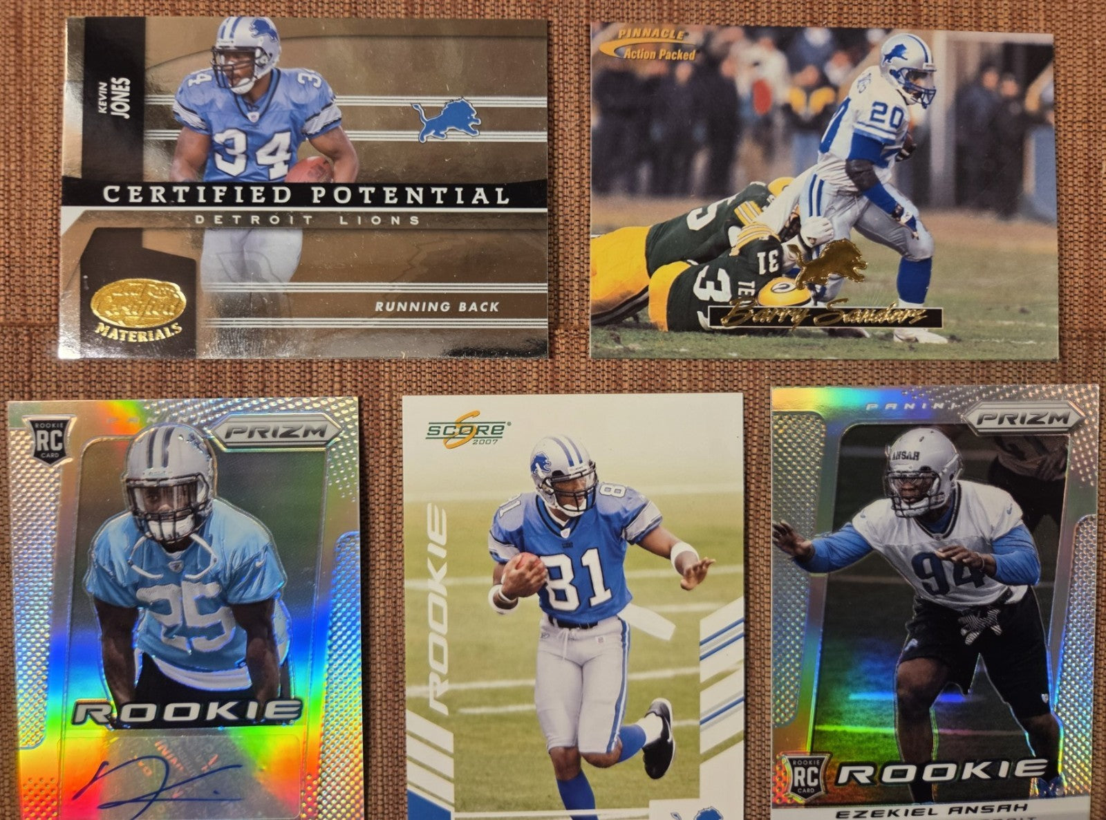 Detroit Lions Football Cards Barry Sanders Calvin Johnson RC Suh Ansah Holt RCs1