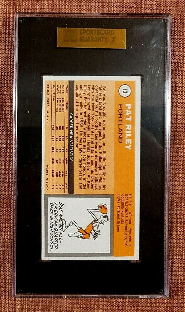 1970 Topps #13 Pat Riley Portland Trailblazers Rookie Basketball Card SGC 9 Mint1