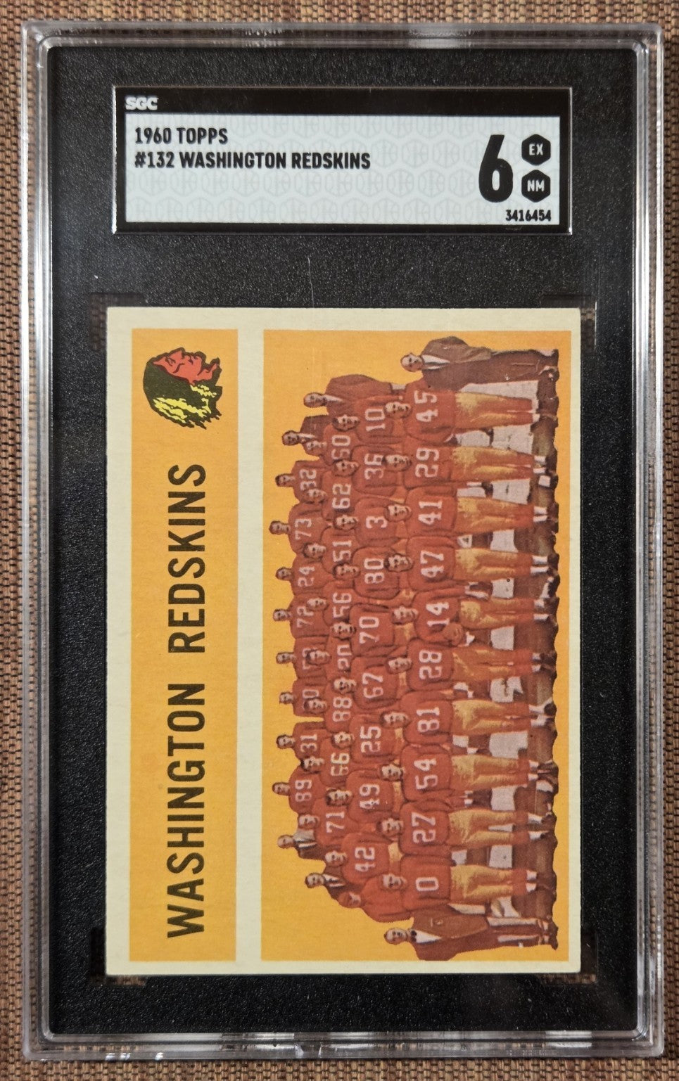 1960 Topps #132 Washington Redskins Football Card Bosseler Anderson Podoley SGC60