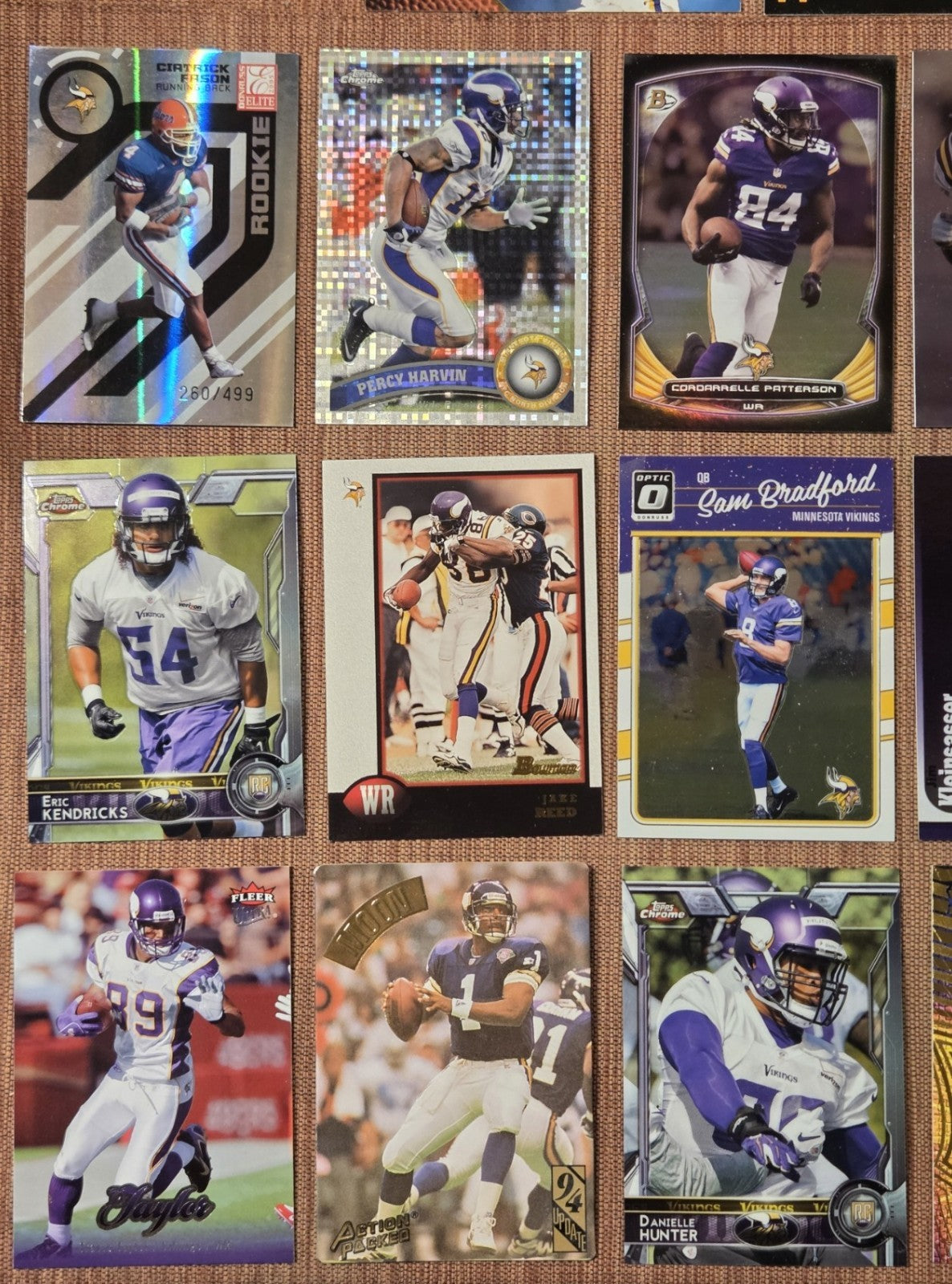 Minnesota Vikings Football Cards Peterson RC Kleinsasser RC Carter Allen Harvin1