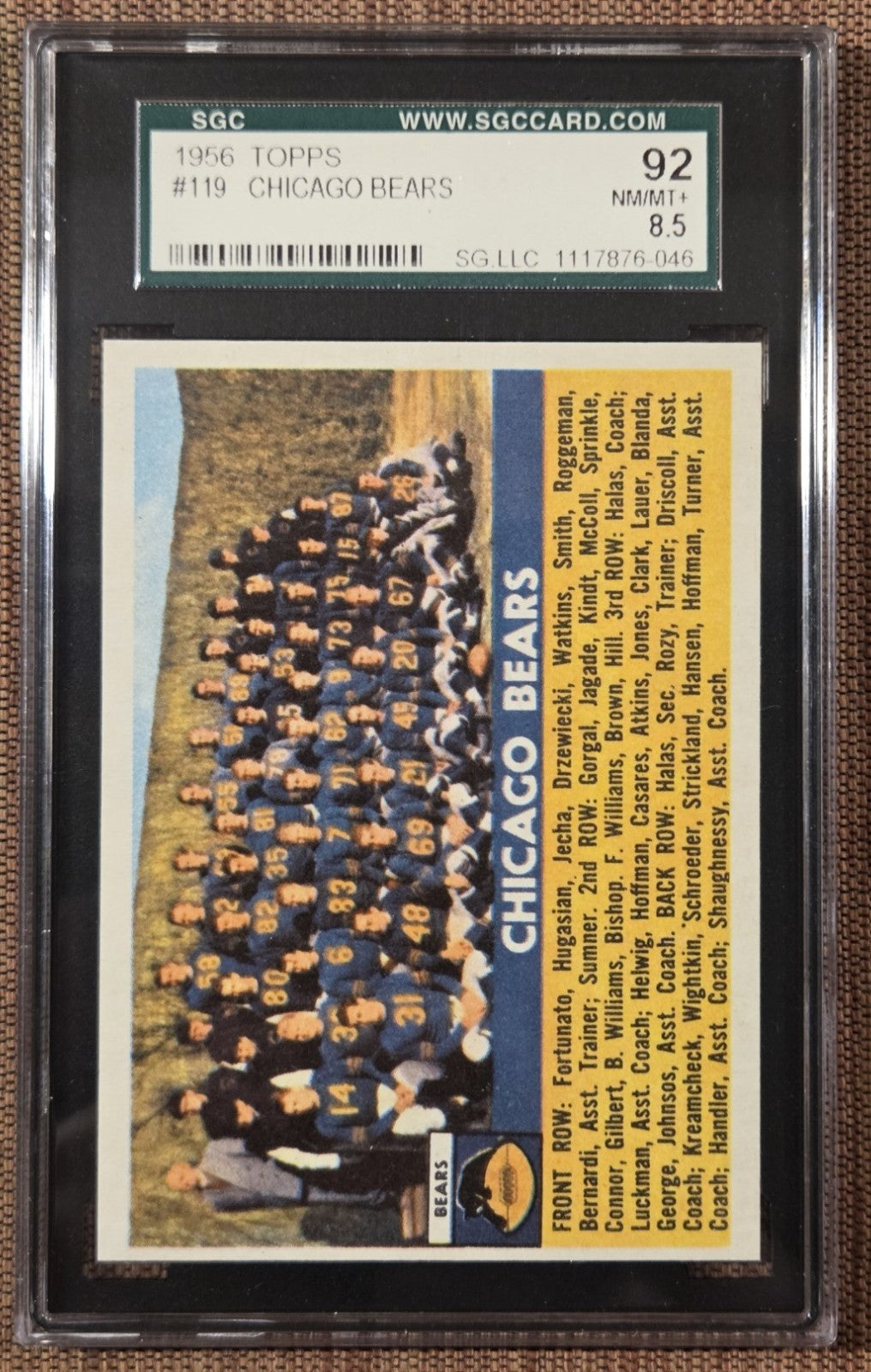 1956 Topps #119 Chicago Bears Football Card SGC 8.5 Blanda Sumner Connor George0