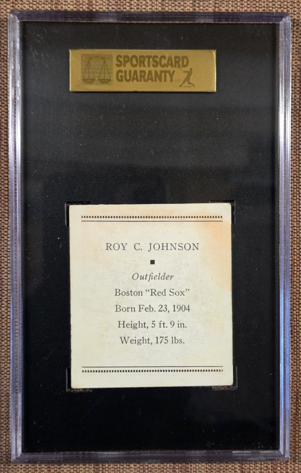 1932 Tattoo Orbit R305 Roy Johnson Boston Red Sox Original Baseball Card SGC 41