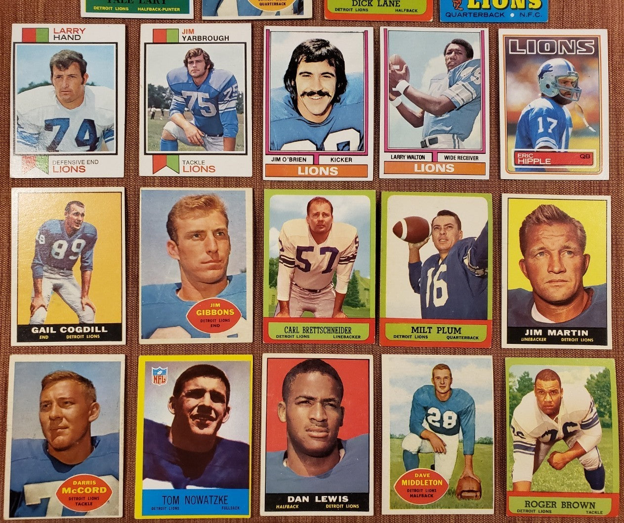 1960's Lions Football Cards Joe Schmidt Karras Morrall Plum Night Tran Lane Yary2