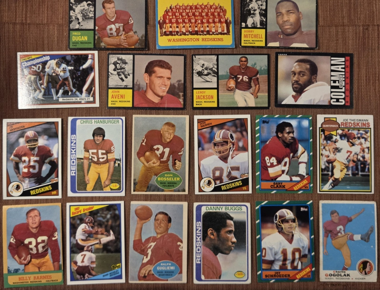 Topps Redskins Football Cards Monk RC Clark RC Thiesmann Riggins Mitchell, SP's2