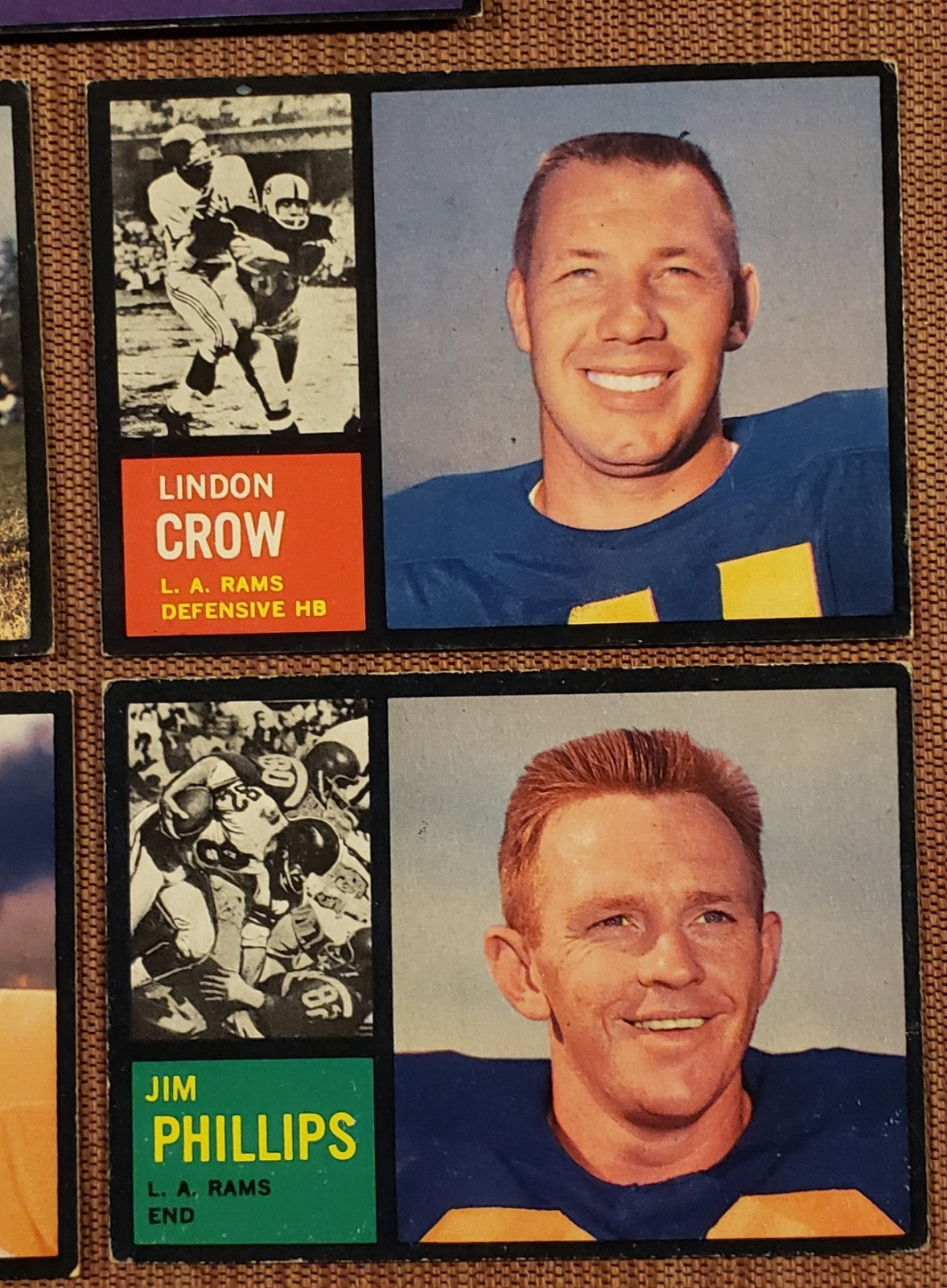 1962 Topps Rams Football Cards Arnett & Matson SP's Villenueva RC Crow Phillips3