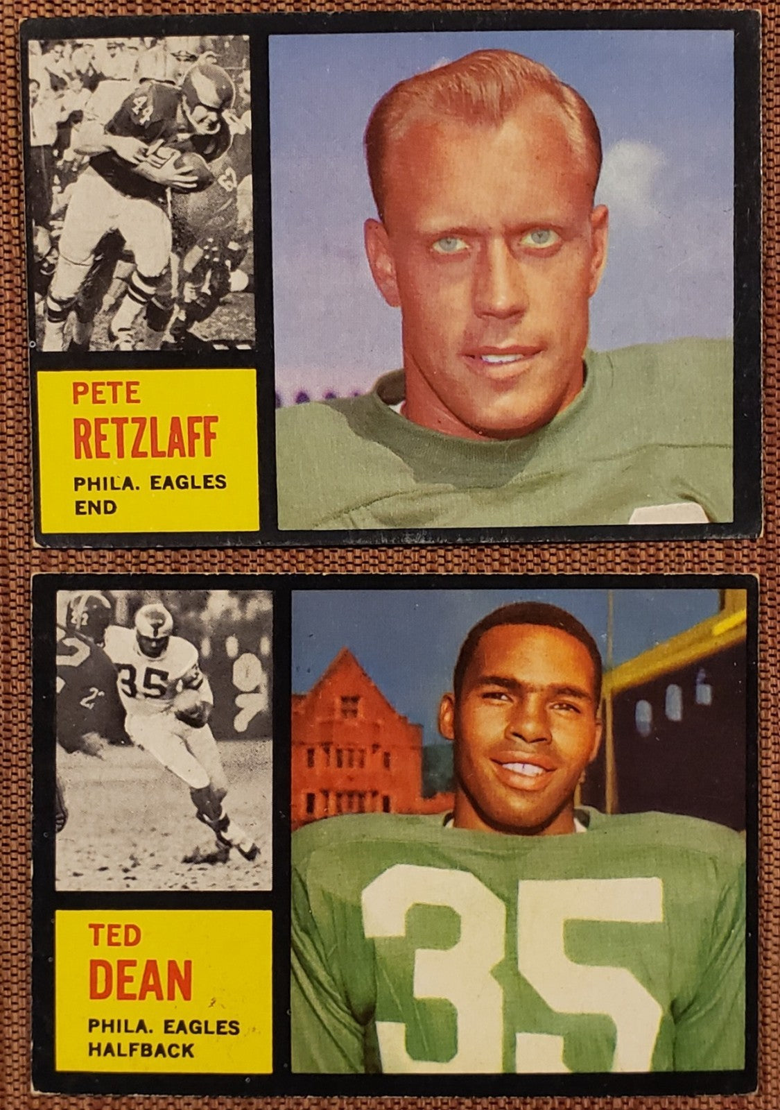 1962 Topps Football Cards Retzlaff SP Dean SP Schrader SP Smith RC Peaks Walston6