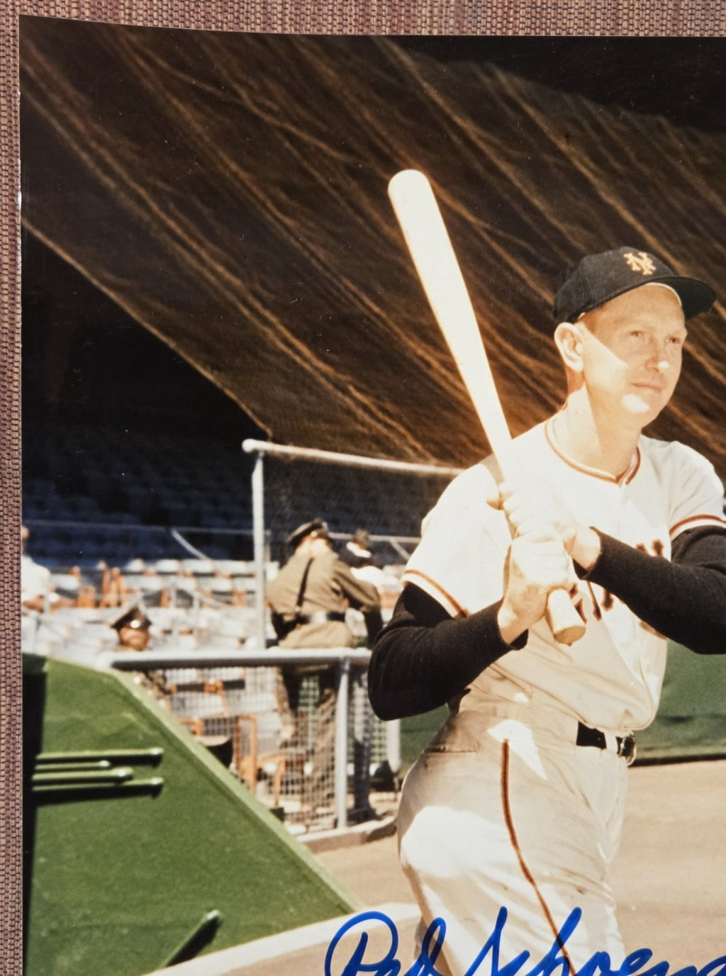 Red Schoendienst Auto New York Giants Original Baseball 8x10 Photo JSA HOF1