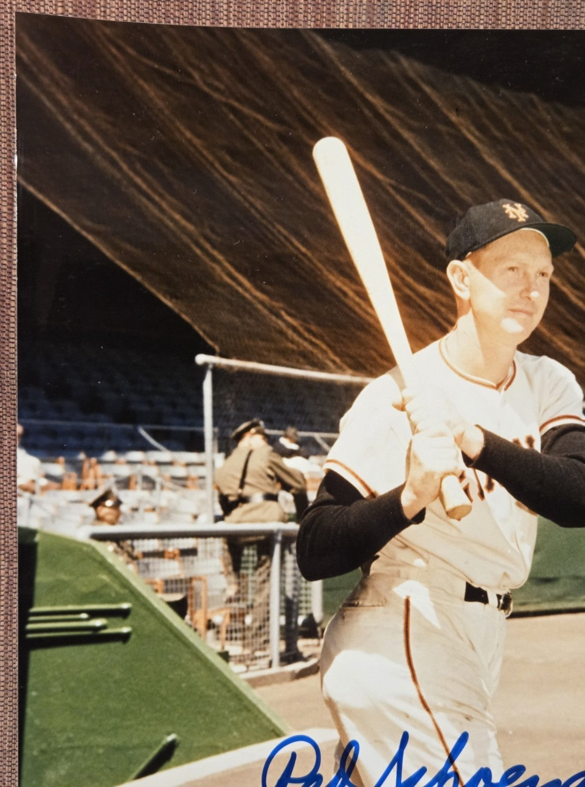 Red Schoendienst Auto New York Giants Original Baseball 8x10 Photo JSA HOF1
