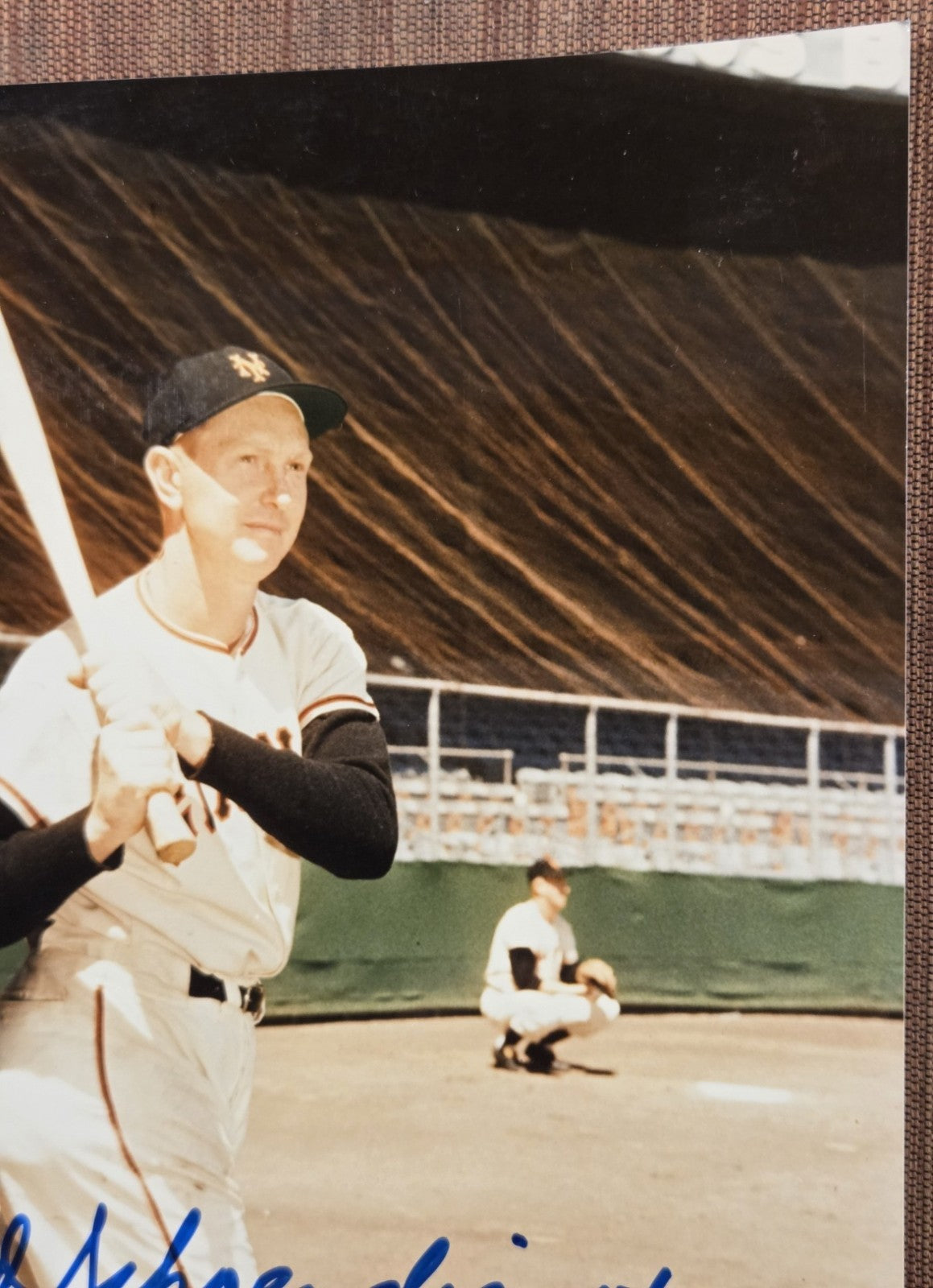 Red Schoendienst Auto New York Giants Original Baseball 8x10 Photo JSA HOF2